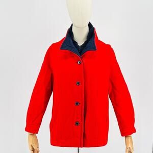 60s/70s Fashionbilt Red Navy Blue Short 100% WOOL Coat